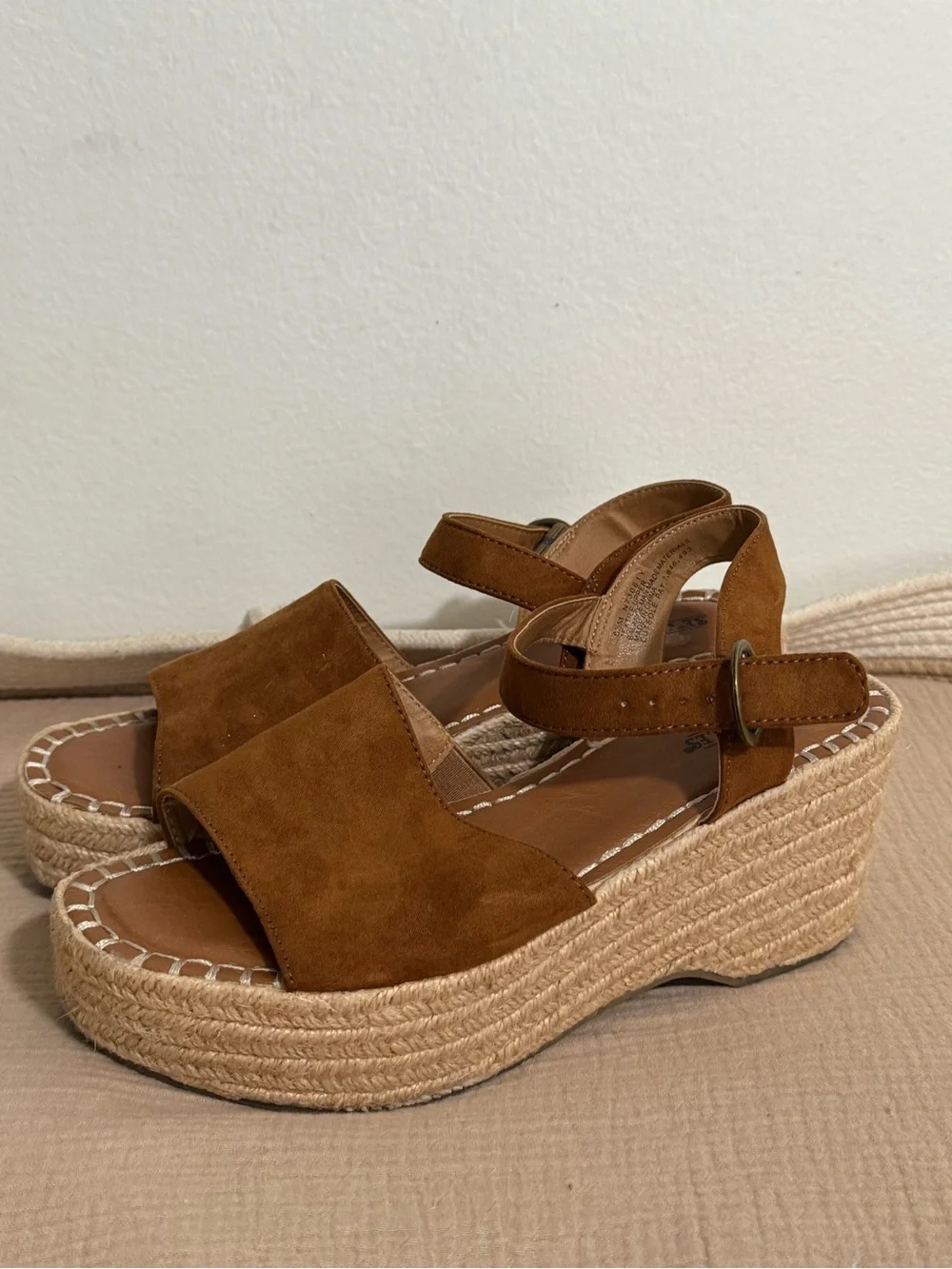 Seychelles  Espadrille Wedge Sandals brown suede cognac